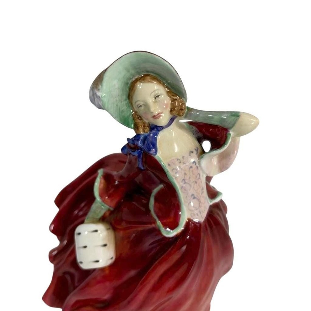 Royal Doulton AUTUMN BREEZES‎ Figurine HN1934 Red Dress Green Bonnet 8" Tall - Picture 10 of 11